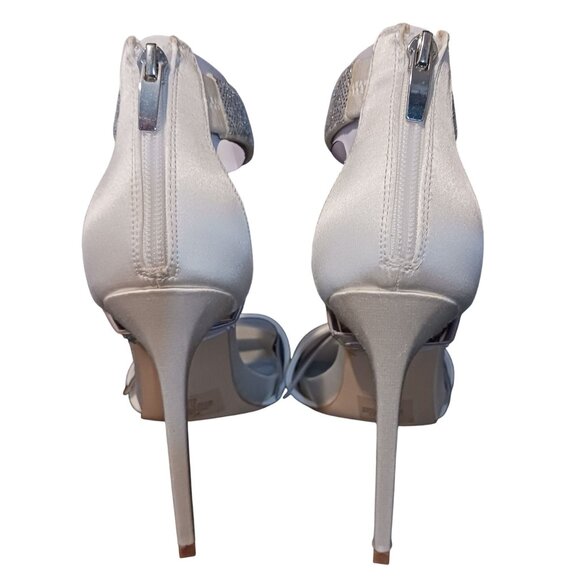 NEW Nine West Utell Satin Embellished Ankle Strap Ivory Stiletto Heels Size 9.5 - Picture 7 of 15